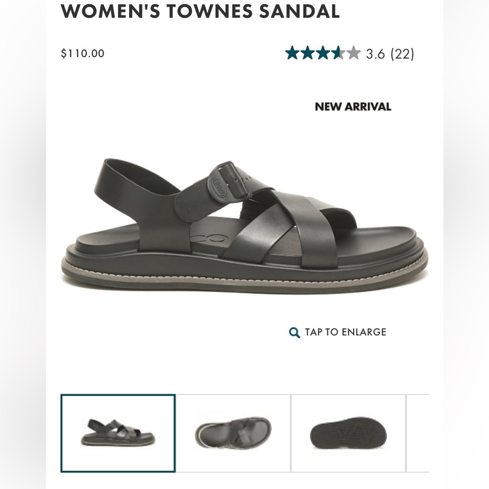 Chacos Women’s Townes Sandels: Black, size 9, never used